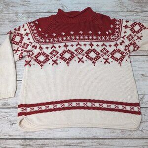 Vintage Eddie Bauer Fair Isle Knit Mockneck Sweater Women Petite Medium
